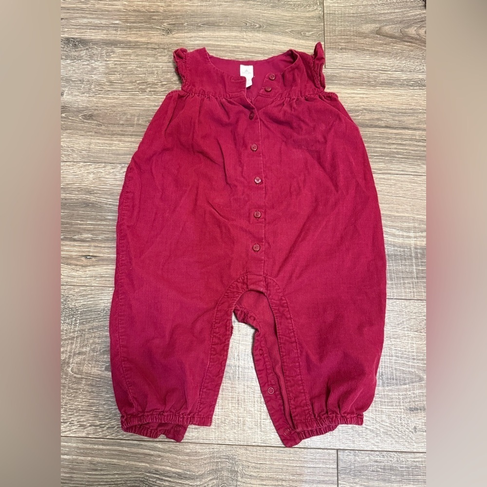 Baby Gap Girl Red Corduroy Romper Long Pants Size 6-12 Months